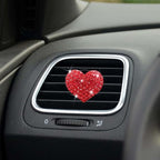 2 Pack Bling Car Vent Clip Decor, Diamond Cross & Heart Air Freshener - Women's Car Essentials (Red)
