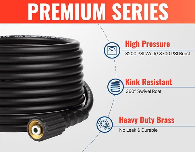 YAMATIC Pressure Washer Gun and Hose Kit, 25 FT Kink Resistant Power Washer Hose and Wand, 3/8" Swivel Quick Connector & M22-14mm Fitting Replacement for Ryobi, Simpson, Craftsman