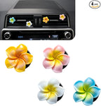 4PCS Flower Car Air Freshener Vent Clips, Cute Air Conditioning Outlet Clips, Colorful Pentapetal Flower Cars Vent Clip, Auto Air Vent Decoration Accessories (White+Pink+Orange+Blue)