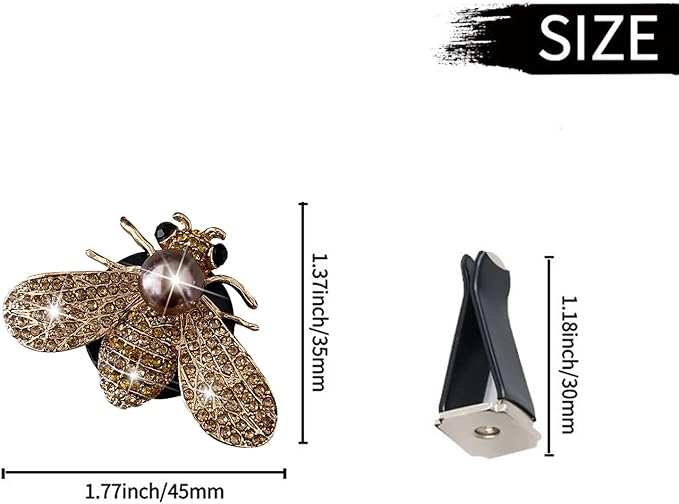 Shiny Bee Car Air Freshener Dashboard Outlet Vent Clips，Pearl Diamond Bee Car Perfume Car Air Conditioner Air Outlet Decoration Aromatherapy Clip，Bling Bee Charms Rhinestone Auto Interior Decorations Accessory