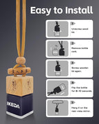 Car Air Fresheners for Men | 10ml Air Freshener | Strong Perfume Hanging Diffuser with Odour Eliminaor Technology | Car Accessories | Car Scents Air Fresheners by Ikeda (Square, New Car)