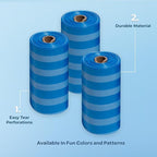 Best Pet Supplies Dog Poop Bags (240 Bags) for Waste Refuse Cleanup, Doggy Roll Replacements for Outdoor Puppy Walking and Travel, Leak Proof and Tear Resistant, Thick Plastic - Blue Strips