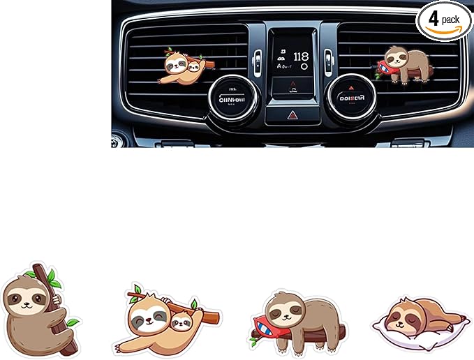 Cute Car Air Freshener Clips,Sloth Car Vent Clip,Car Air Conditioner Clip,Auto Vent Decoration Accessories,Automotive Interior Decoration Gifts for Men/Women