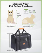 Morpilot Cat Carrier - Cat Carrier Soft for Medium or Large Cats up to 20lbs, with Dual-Sided Cushion, Secure Buckle and Foldable Bowl, Dog Carriers for Small Dogs - Pet Carrier (Dark Gray)