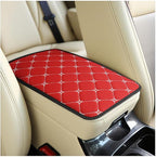 Car Center Console Cushion Pad, PU Leather Vehicle Armrest Cover Protector, Anti-Scratch Automotive Interior Arm Rest Seat Box Mat Accessories, Universal for SUV Sedan Truck (Red)