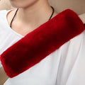 Soft & Cozy Australian Sheepskin Car Seat Belt Covers,2 Pack Fluffy Seatbelt Pads, Genunie Sheepskin Fur Shoulder Straps Cushions for Adults Kids Women and Men (Red)