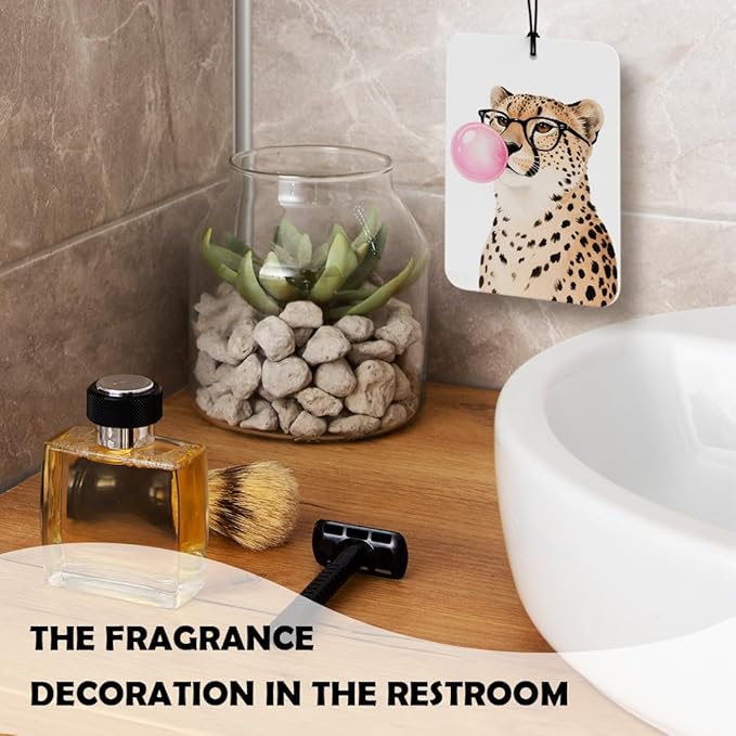 Trendy Leopard Print Car Air Freshener 3 Pcs, Funky Y2k Girly Pink Bubblegum Cheetah Decor for Cars Closet Drawer Books Accessories Gifts