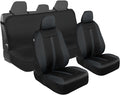 Motor Trend Front & Rear Car Seat Covers Full Set - Charcoal Cloth Bucket Seat Covers for Front Seats + Waterproof Rear Split Bench Cover – Universal Fit for Car Truck SUV Van Interior Protection