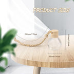 20 Pcs 10ml Oblate Hanging Car Air Freshener Diffuser,Empty Refillable Clear Glass Essential Diffuser Oil Aromatherapy Fragrance Perfume Pendant Vials with Wooden Caps & Hanging String