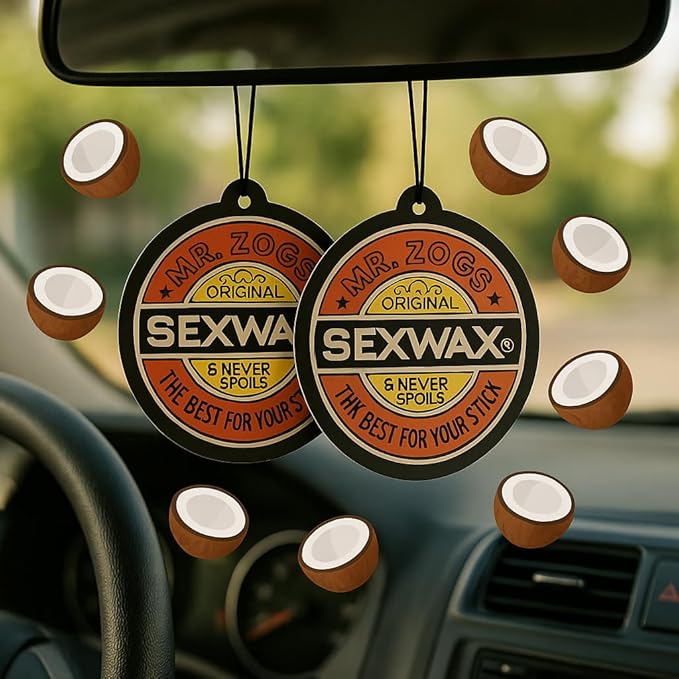 Sex Wax Air Freshner Coconut 2 Pack with (1) Mr. Zogs Sex Wax Sticker