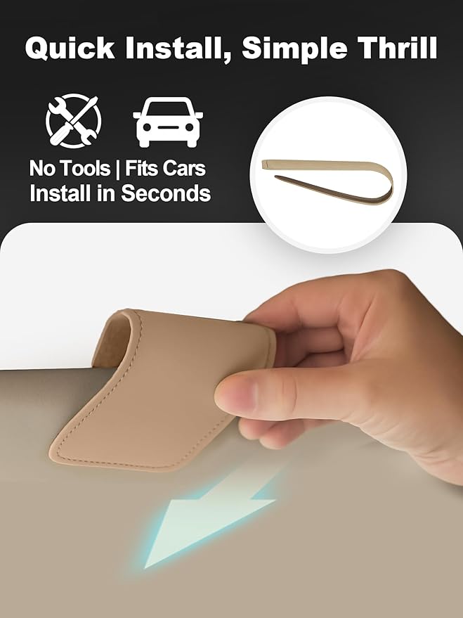 Patented Car Air Freshener Visor Clip, Compatible with Drift Air Freshener, Premium Leather, Gentle on Sun Visors, Ideal for Modern & Electric Vehicles, Khaki (Clip Only)
