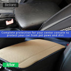 Ziciner Leather Car Center Console Armrest Pad, PU Waterproof Auto Seat Box Cover Protector, Hand Rest Cushion Protection Pad, Vehicles Interior Accessories Universal for Car,SUV (Beige)