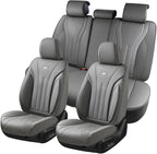 Coverado Car Seat Covers Full Set, Luxury Nappa Leather Seat Covers, Waterproof Seat Cover for Cars, Front and Rear Seat Cover Car Seat Protector, Automotive Seat Cover Universal Fit Most Cars(Gray)