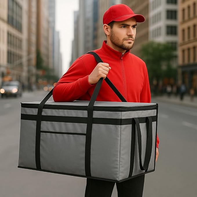 musbus insulated catering bag 22x14x13 Very heat XXXL Insulated Food Delivery Bag Cooler Bags Keep Food Warm Catering Therma for doordash cooler bags therma shopper accessories hot Gray Pizza