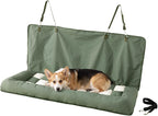 Soulbond Backseat Dog Bed for Car Hammock, Thick Soft Dog Car Seat Cover for Back Seat, Non-Slip Pet Travel Bed for Cars, SUVs & Trunks, Dark Green