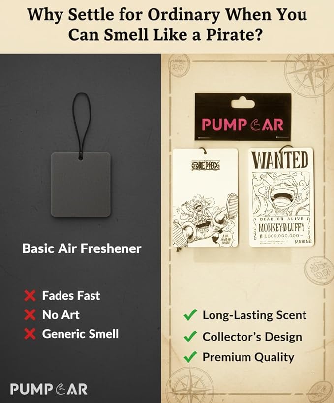 PumpCar 2 pieces Luffy double-sided hanging Japanese anime cherry-scented One Piece car air freshener Cool anime hanging air fresheners for rearview mirror Car Interior Accessories Household Gifts