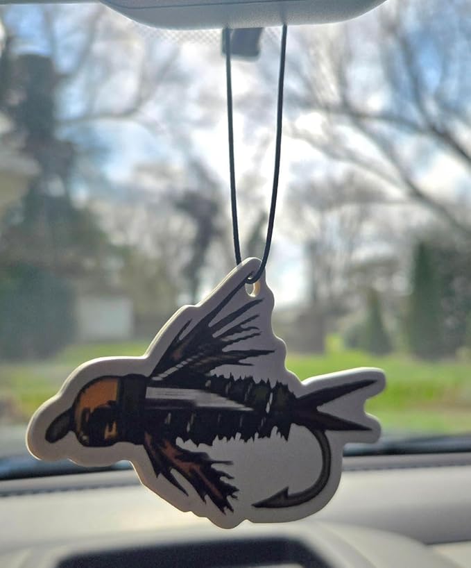 ThatsRad Car Air Freshener Duck Fly Fishing Fish Hunting Stocking Stuffer (One Size, Nymph Fly/Sandalwood Scent)