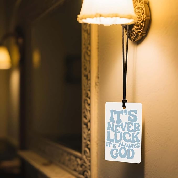 Christian Faith Car Air Freshener 4Pcs, Gray Blue Inspirational Quotes & Bow Hanging Scents for Car Lovers, Bible Quote Gift Air Freshener Hanging in Car Wardrobe Drawer or Book.