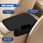 Car Center Console Cover with 2 Storage Bags - Leather Car Armrest Cushion Pad Vehicle Middle Console Cover, Universal Armrest Seat Box Protector Auto Interior Accessories for SUV, Truck, Sedan(Black)