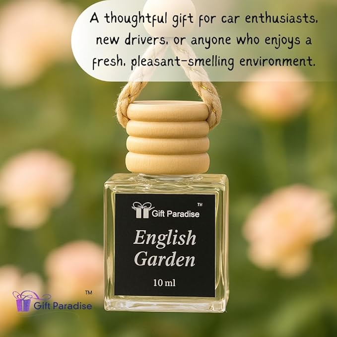 Lilac & Rose Garden fragrance, English Garden Car Air Freshener – Set of 3 Long-Lasting Hanging Diffusers with Floral Scent, Premium Velvet gift bag – Odor Eliminator for Car, Closet, or Office