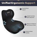 Coverado Car Seat Cushion and Lumbar Support Pillow One Piece, Memory Foam Ergonomic Back Support Driving Seat Cushion for Back Pain, Non-Slip Washable Cushion for Car, Driver, Office