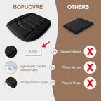 Memory Foam Car Seat Cushion with Breathable Fabric & Non-Slip Gel, Universal Fit for Car Truck Office Home 19.6x18x1.2 Black with Backrest