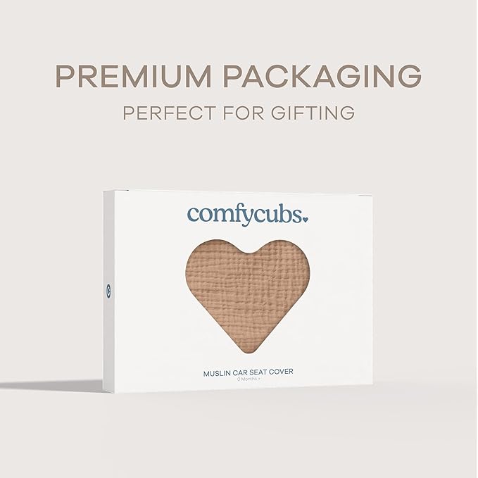 Comfy Cubs Baby Car Seat Cover - Soft, Breathable Bamboo Rayon and Muslin Cotton Blend - Lightweight Canopy for Sun, Bug, and Comfort Protection - Large Size Infant Seat Cover in Cedar Design