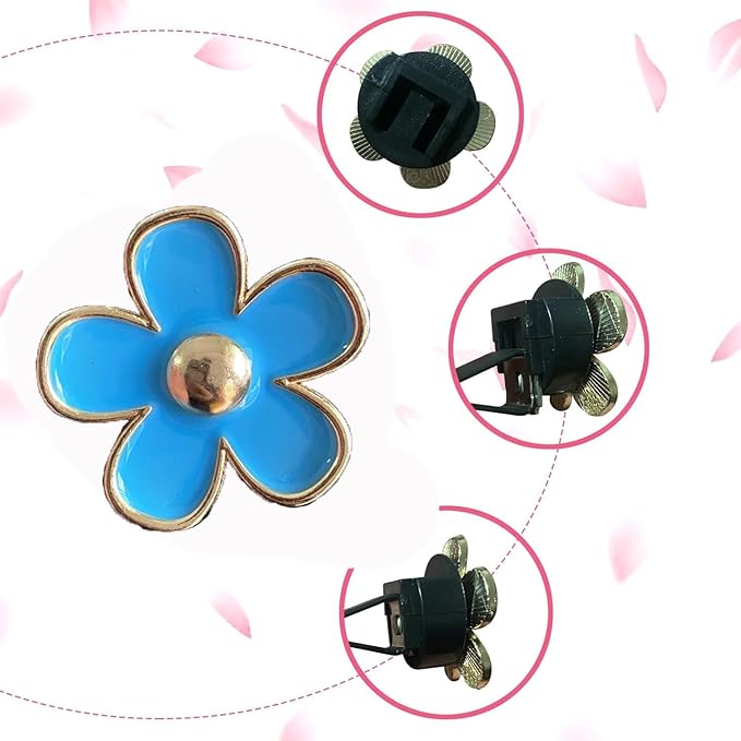 Daisy Air Vent Clips, 4 Pcs Cute Flower Car Air Conditioning Outlet Clip Car Air Freshener Clip Charm Car Inter Decor Accessories for Women (Blue)