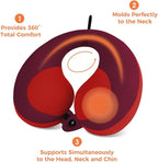 INFANZIA Kids Chin Supporting Travel Neck Pillow, Helps Support Head and Neck, Comfortably Designed for Head, Neck, and Chin Support - Gifts for Toddler/Child/Kids, Red