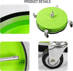 17" Pressure Washer Surface Cleaner with 4 Wheels, Coated Green Stainless Steel Power Washer Surface Cleaner for Driveway Sidewalk, 1/4" Quick Connector 2 Extension Wand, 4000 PSI
