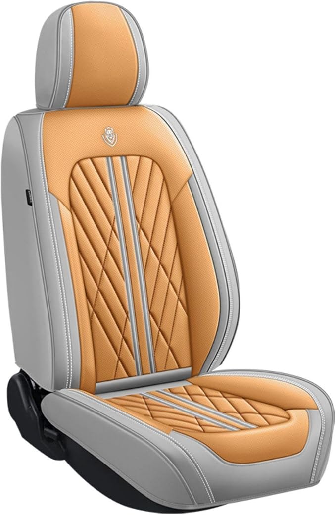Premium Nappa Leatherette Car Seat Cover Set Custom Fit for Honda CR-V CRV 2000-2023 2024 2025 2026 Water-Proof Breathable Faux Leather Seat Cushion Protectors (Front 2 Seats,Orange Grey)