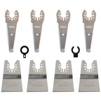 XXGO 8 Pcs Oscillating Tool Scraper Blades to Remove Caulking Adhesive Glue Sealant Paint Foam Glaze for Removal Cutting Cleaning Stripping for Dewalt Milwaukee Ryobi Bosch Dremel Rockwell XG8201