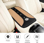 Bling Car Center Console Cover, Crown Crystal Rhinestones Vehicle Armrest Mat Protector, Anti Slip Sparkling Automotive Arm Rest Seat Box Cushion Pad Decor Accessories, Universal Fit (Beige)