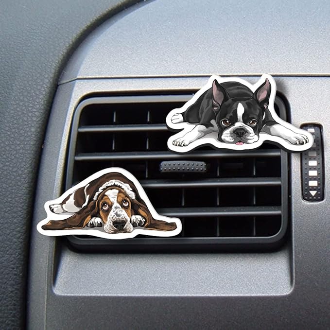 WIRESTER Fresh Scented Car Air Freshener Vent Clip, Decorative Accessories, Interior Decoration for Cars - Cute Animal Butt, Cute Dog Cat, Dog Butt Looking Back, Dog Lying