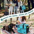 PetAmi Travel Bag Organizer - Dog & Cat Diaper Bag with Food Container and Bowls, Perfect for Weekend Camping (Sea Blue, Large)