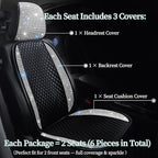 Bling Crystal Rhinestones Car Front Seat Covers for Womens Shining Diamond Seat Protectors, Anti-Slip Bottom Seat Cushion Covers for Auto Universal Fit Interior Accessories White 2Seats