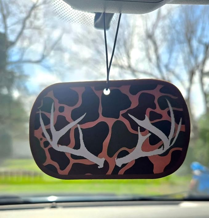 ThatsRad Car Air Freshener Duck Fly Fishing Fish Hunting Stocking Stuffer (One Size, Camo Antlers/Forest Scent)