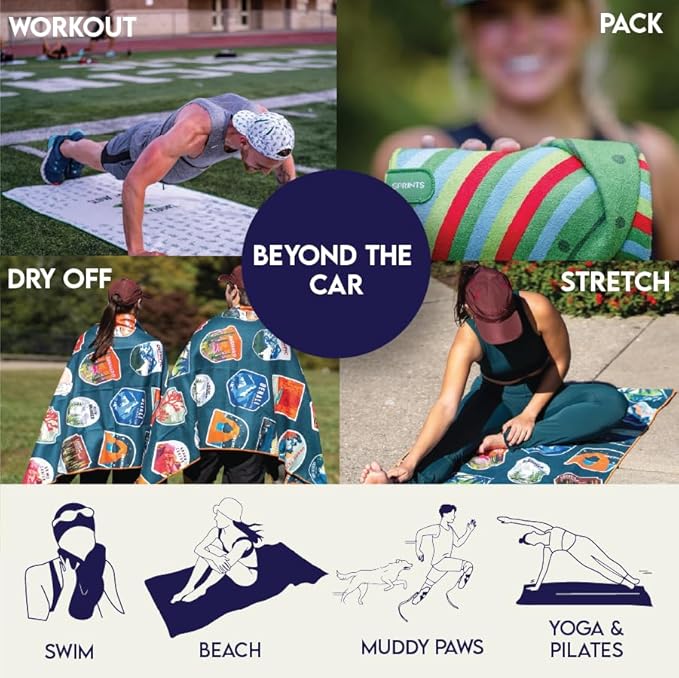 Sprints Athletic Running Towel, Full-Sized, Car Seat Cover - Performance Microfiber (Yosemite)