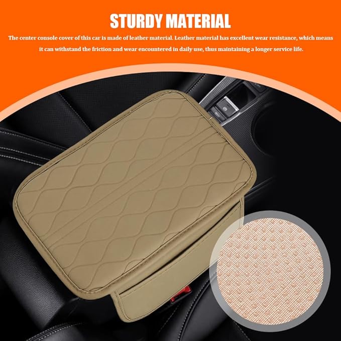 Leopard Cheetah Print African Animal Hunting Auto Center Console Armrest Pad, Car Center Console Cover, Auto Accessories Soft Comfort Armrest Cover Cushion Mat for Most Cars (Beige-K3)