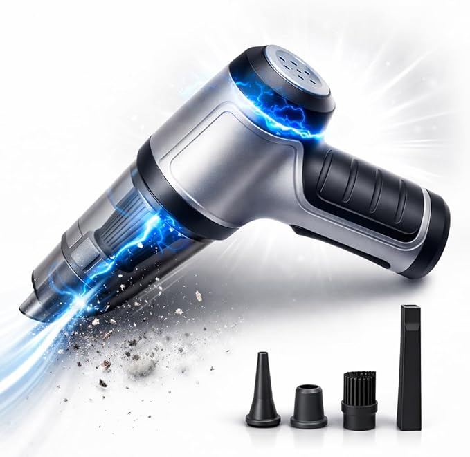 GajetNest Handheld Mini Portable Compact Car Vacuum Cleaner & Blower 3-in-1 with HEPA Filter, Lightweight Design, 25-Minute Running Time, Cordless Rechargeable Crevice Tool - 15000 PA Suction