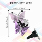 2PCS Car Air Vent Clips, Dual Butterfly Diamond Car Air Conditioner Outlet Vent Clip, Cute Car Diffuser Perfume Clip, Car Air Freshener Decor Accessories for Women Girl (Purple, Style 1)
