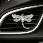 4Pcs Bling Rhinestone Crystal Dragonfly Air Freshener Vent Clips,Cute Car Air Fresheners Vent Clips Accessories,Refillable Car Diffuser, Glamorous Auto Decor (White)