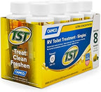 Camco TST MAX RV Toilet Treatment - Formaldehyde Free - Breaks Down Waste And Tissue - Septic Tank Safe - Treats up to 8-40 Gallon Holding Tanks -Lemon Scent, (8) 4 oz Bottles (41571)