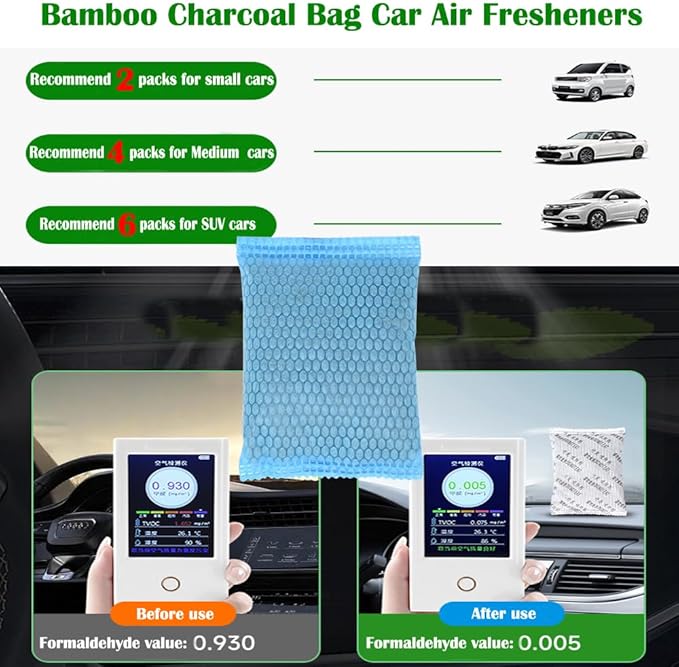 6Pack Luxury Activated Charcoal Odor Absorber Air Purifying Bag for Home or Cars Odor Eliminator; Car Deodorizer Air Freshener; 50g/Pack Natural Air Freshener for Home,Car,Closet,Basement,Pets