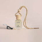 Llum Lily Sandal Hanging Car Air Freshener – Luxury Automotive Perfume Diffuser 10ml (0.34 fl oz), Long-Lasting Fragrance, Alcohol-Free Non-Toxic Car Scent, Glass Bottle With Wood Cap & AC Vent Clip