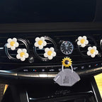 Cute Daisy Air Vent Clips, 6 Pcs Flower Car Air Fresheners Vent Clips Car Diffuser Vent Clip Charm Decoration for Women Cute Interior Decor Accessories + Sunflower Mask Hook (White)