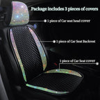 Bling Crystal Diamond Sparkly Glitter Car Seat Cover Premium PU Front Seat Protector Pad Works with 95% of Vehicles Bling Bling Rhinestones Auto Interior Accessories Color 1 Seat