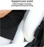 Lumbar Support Pillow for Car Seat, Office Chair Nappa Leather Memory Foam Lower Back Cushion for Back Pain Relief Improve Posture, Ergonomic Back Rest for Gaming Chair, White, 1PC