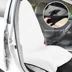 2PCS Car Towel Seat Cover, Waterproof Sweating Non-Slip Premium Soft Towel Carseat Protector, Universal Machine Washable Car Truck SUV Front Seat Cover for Gym Workout Beach Hiking (White)