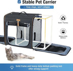 Lekereise Large Cat Carrier for 2 Cats, 2-in-1 Cat Travel Carrier with Litter Box, (17.7" x2) x16.5"x13" Pet Carrier with Zipper Locks for Moving Across The Country (No Hammock) - Black